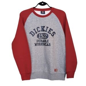 Dickies Raglan Sweatshirt 1922 Durable Workwear Grey Red Fleece Mens Size Large
